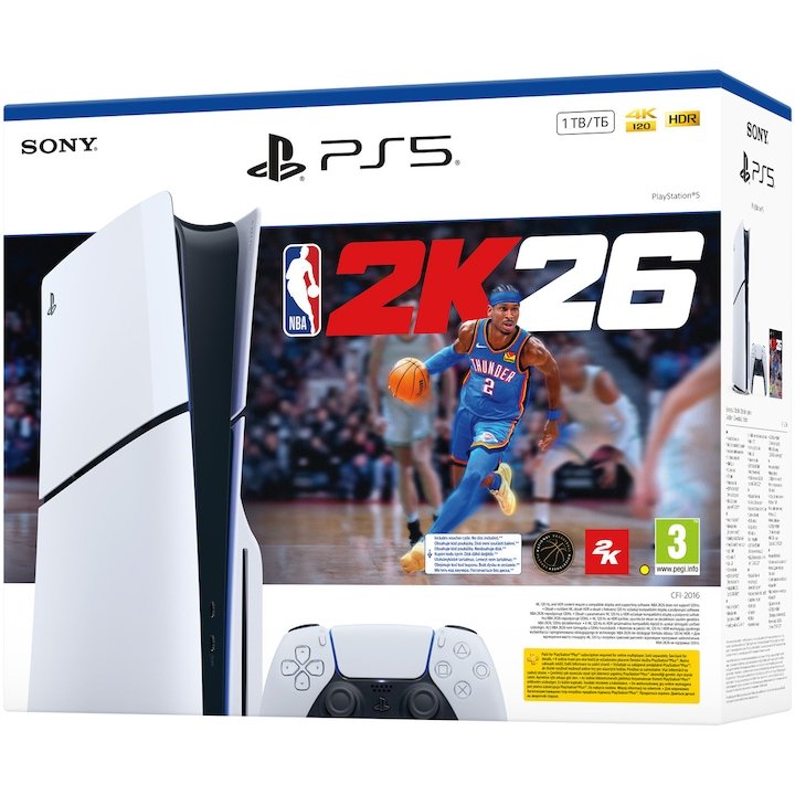 Sony PlayStation 5 (Új, PS5 Slim, Lemezes, 1 TB Tárhely) NBA 2K26 Csomag